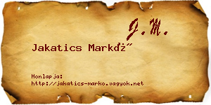 Jakatics Markó névjegykártya